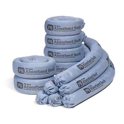 Blue Oil Absorbent Sock - 12 per Package - 3'' X 48'' - Absorbs up to 95 Oz per So