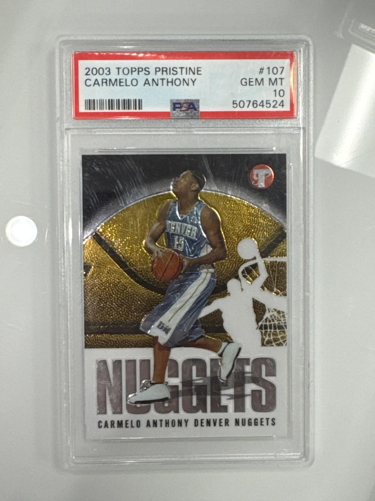 2003 Topps Pristine Carmelo Anthony Rookie RC #107 PSA 10