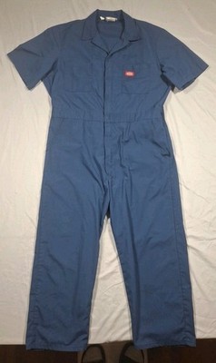 VTG Dickies Jumpsuit Coveralls Short Sleeve Work Suit Navy Blue (42 Regular) 
