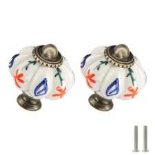 Ivory Pumpkin Knobs 6 Pack Ceramic Cabinet Knobs Vintage Drawer Pulls - Antiq...