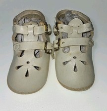 Antique/Vintage 3.5" White Leather Shoes for German/French Bisque Head Dolls