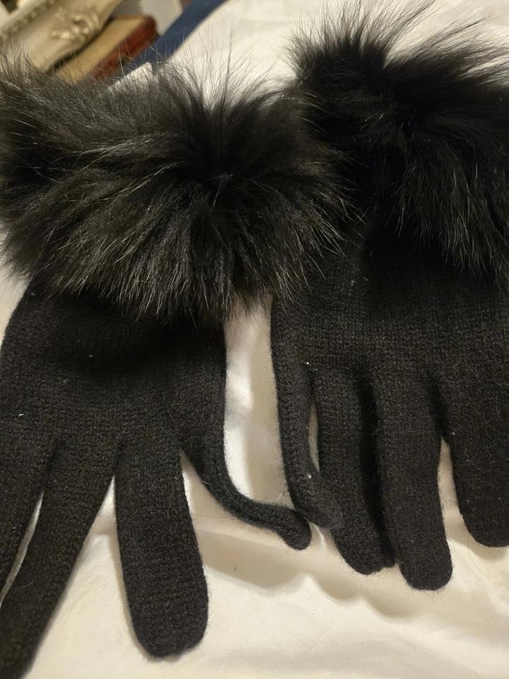 Guantes de piel de zorro y cachemir Amicale nuevos con etiquetas Foto 2 de 4