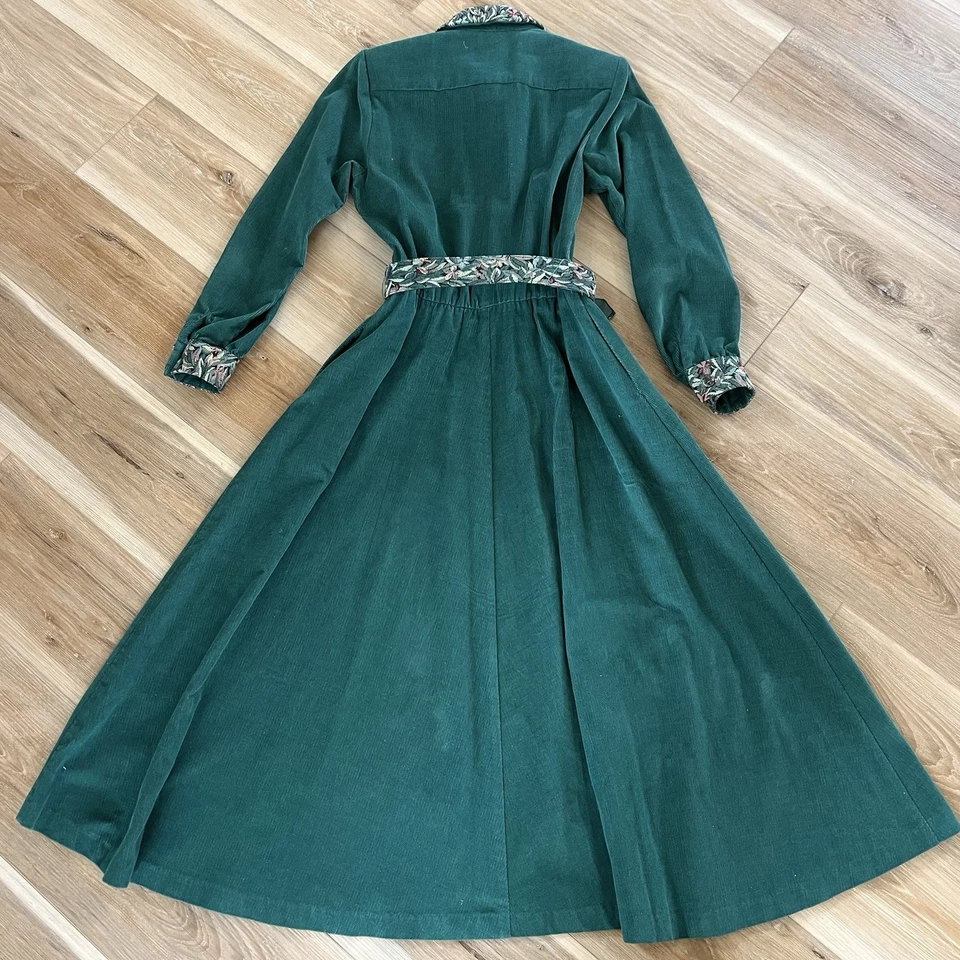 Vestido Camisa Vintage Orvis Pana Verde Azulado Maxi Western Prairie Cottagecore Años 90 6 Foto 2 de 4