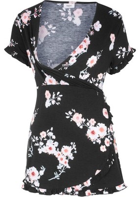 Umstands-Tunika Still-Tunika geblümt Gr. 36/38 Damentunika Bluse Shirt Neu
