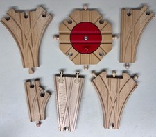 Wooden Train Track Lot Turntable 2  3 Way Switch Thomas Brio Compatible Mixed 1