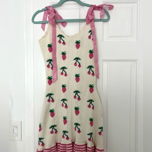 LoveShackFancy Yves Strawberry Knit Coquette Dress - image 2