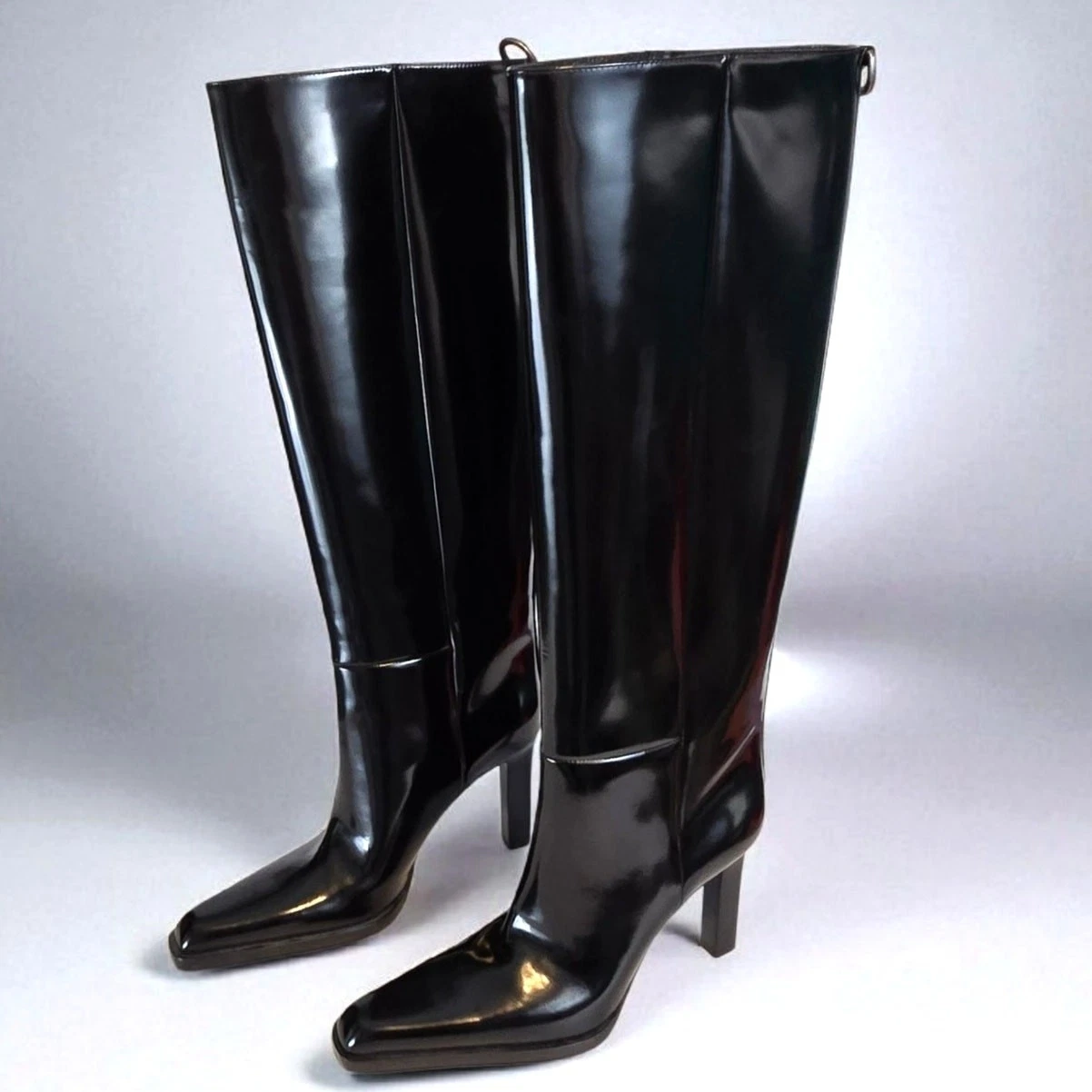 Saint Laurent — Saint Laurent Nina 95 Knee High Boots Black Patent Leather Womens EU 39 US 9 Box