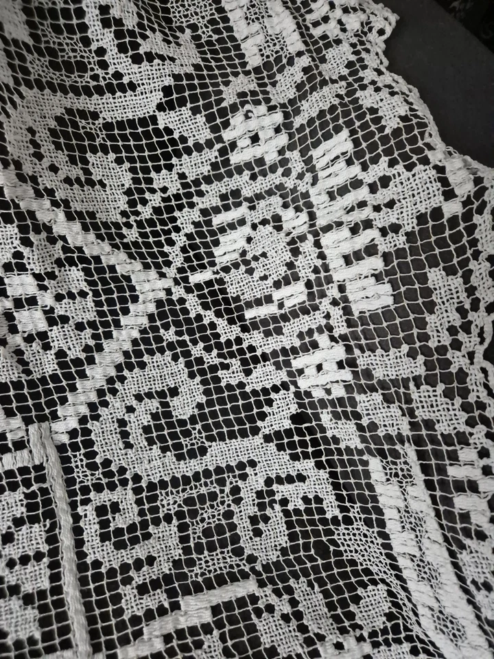 Antica Tovaglia Pizzo Filet Quadrata - Immagine 4 di 4