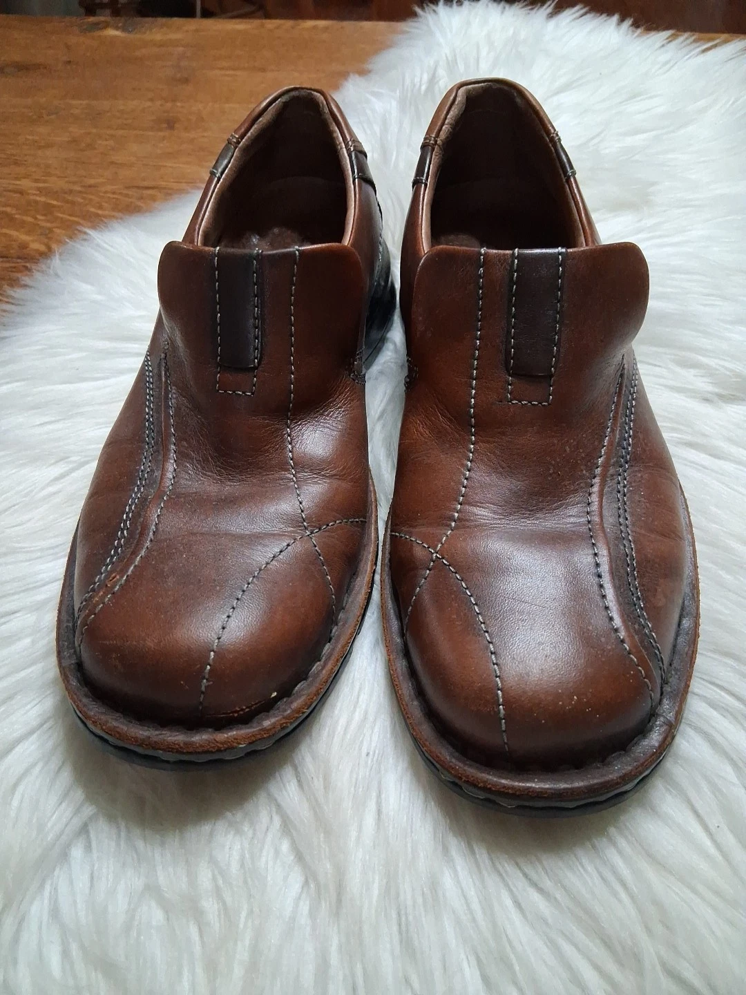 Scarpe Clarks slip on uomo taglia 8M casual eleganti comode pelle marrone Oxford 8 M