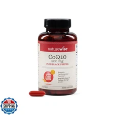 NatureWise CoQ10 200mg + Black Pepper Softgels - High Absorption Coenzyme Q10