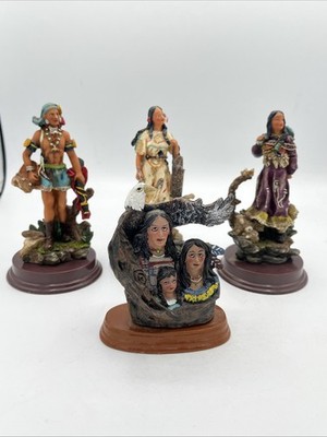 K s Collection Native American Indian figurines 4 Pieces Resin Statues