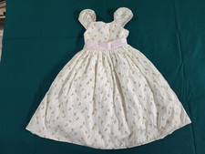 Girls Pink Party Spring Dress Full Skirt Under Skirt Tiny Pink Roses Bow Size 5