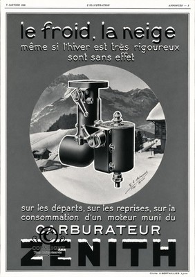 A4 Poster Werbung Vergaser Zenith 1928 Vintage Automobile FA0538 Reproduktion