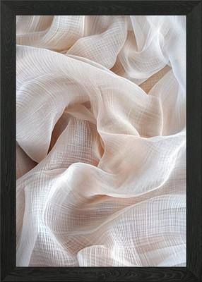 Gerahmtes Wandbild weiß transparenter Stoff Textur Poster Leinwanddruck Bild