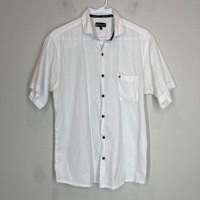 Blanc Du Nil Men's Button Up Shirt Size M White Cotton Resort Short Sleeve Logo