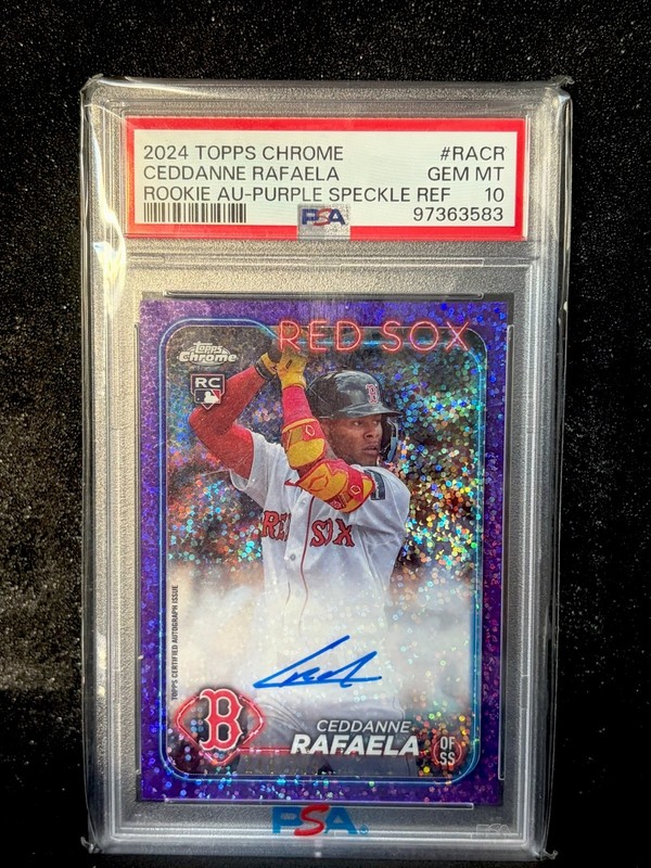 CEDDANNE RAFAELA 2024 TOPPS CHROME AUTO PURPLE SPECKLE /299 PSA 10 Red Sox