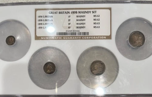 Great Britain Maundy silver 4 coin set, 1898 Queen Victoria. NGC graded