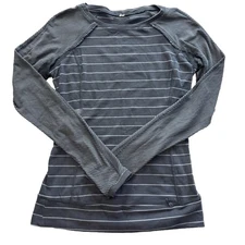 Lululemon Women’s Small Long Sleeve Athletic Top Gray Striped Thumbholes