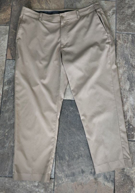 Pro Tour Golf Khaki Lightweight Pants Stretch Flat Front  36 30