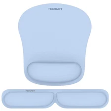 TECKNET Ergonomic Keyboard Wrist Rest & Mouse Pad, Foldable Memory Foam Blue