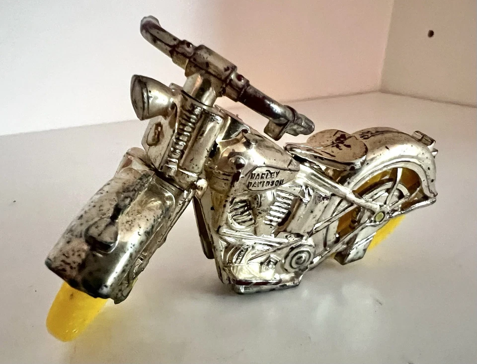 VINTAGE 1950's THOMAS TOYS HARLEY-DAVIDSON POLICE MOTORCYCLE-GOLD PLATED-VG-HTF - Image 2 of 4