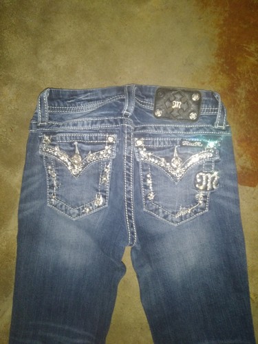 Miss Me Girls Jeans Size 12 Blue Boot Embellished Stretch KE8119B2J Flared Bling - Picture 5 of 6