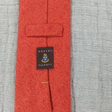 Robert Talbott 100 Silk Tie Gold Red Woven Paisley Prep Class Career Business