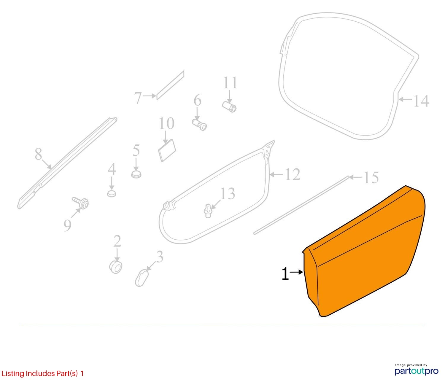 2008-2015 Audi R8 Coupe Front Door Right Shell OEM
