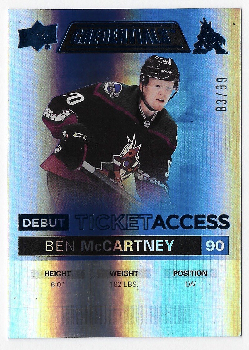 Ben McCartney RC 88/99 Debut Ticket Access 2021-22 Upper Deck Credentials #85
