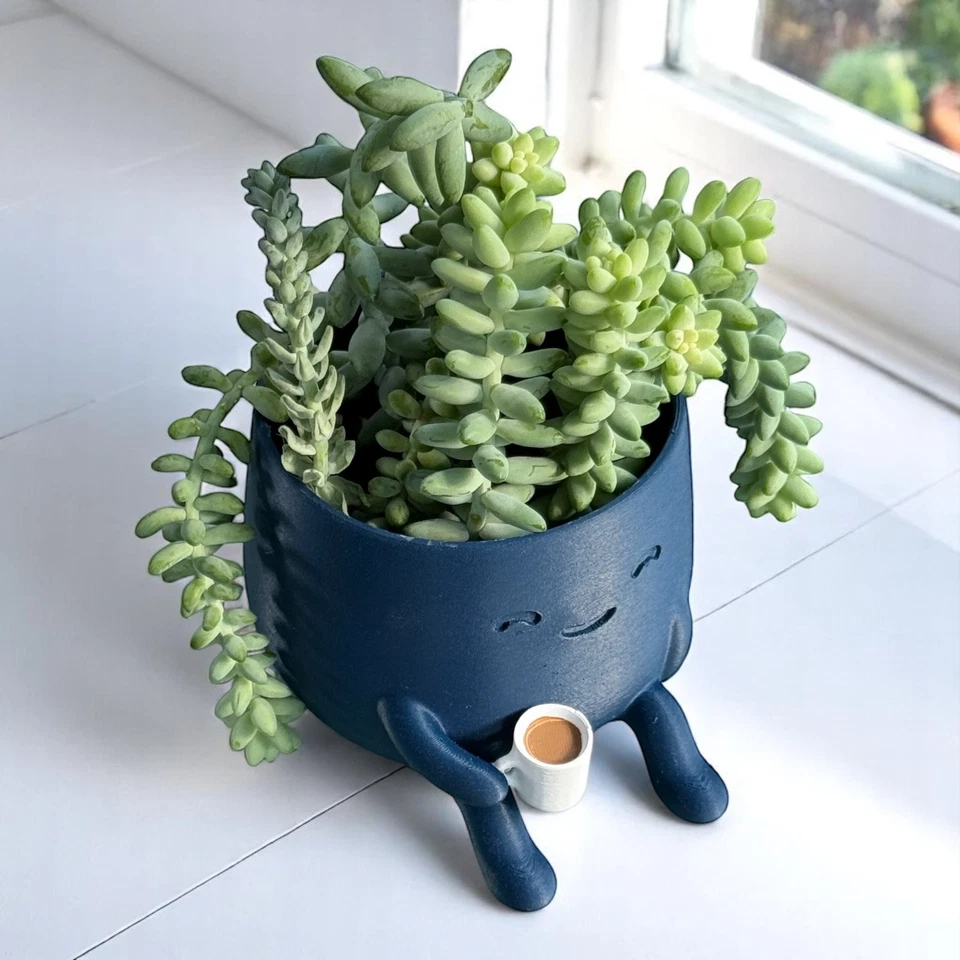Cute Coffee Buddy Planter Pot 3D Printed Succulent for Desk Office Decor Gift - Image 2 of 4
