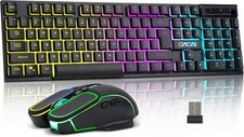 Gaming Wireless Keyboard and Mouse RGB Backlit Rechargeable Battery