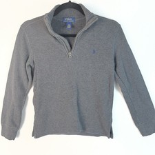 Polo Ralph Lauren 1/4 Zip Gray Navy Pony Long Sleeve Mock Neck Sweater Boys S 8