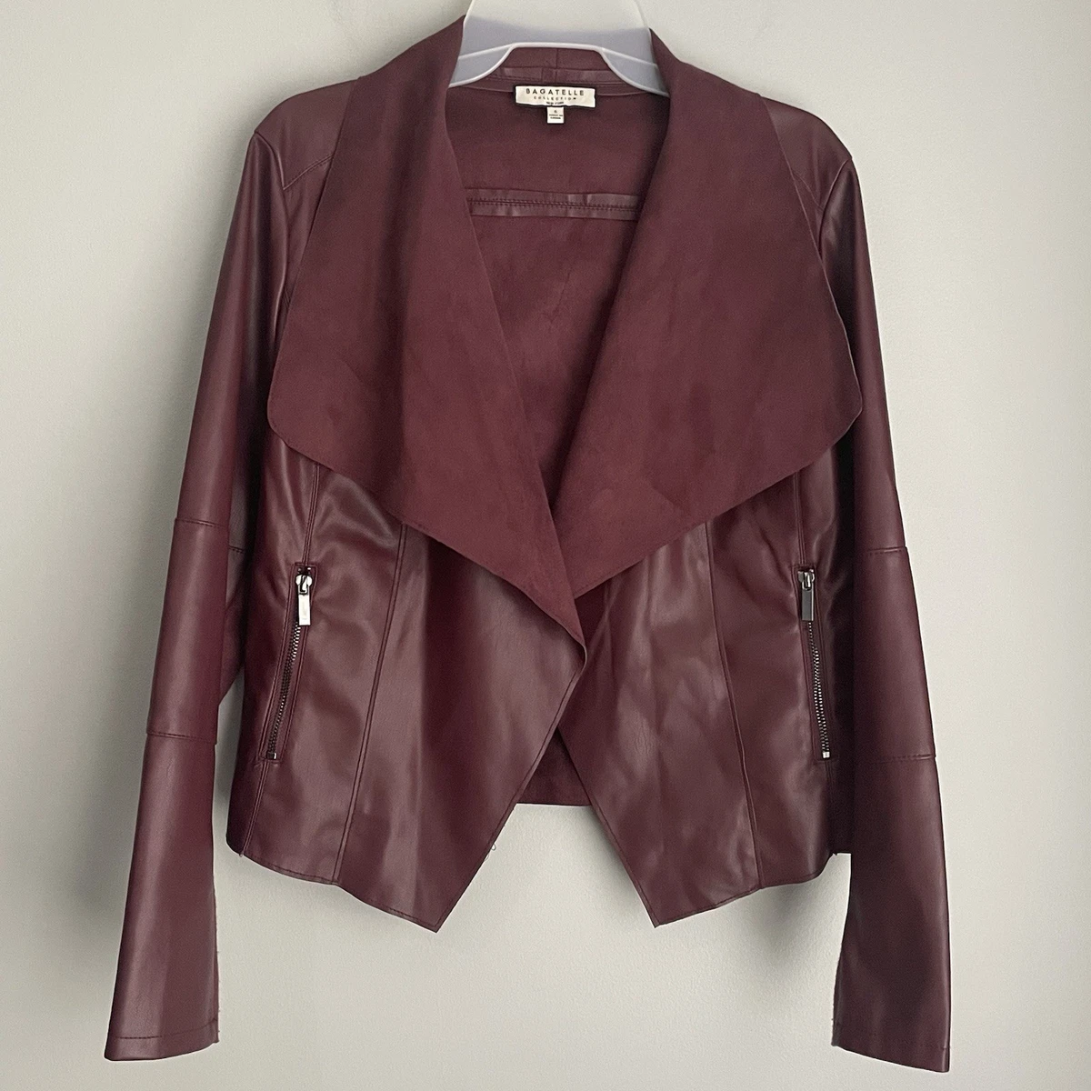 Veste Bagatelle Avec Manches En Simili Cuir - Taille M, Couleur Beige, Neuf Avec étiquettes