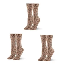  Women's Leopard Trouser Sock One Size Cashew