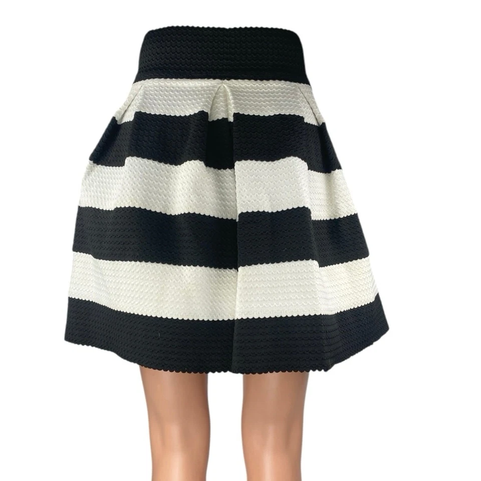 Mini falda plisada a rayas texturizadas negras blancas Xhilaration para mujer talla S Foto 3 de 4