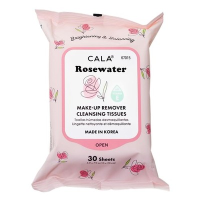 Makeup Remover Cleansing Tissues: Rosewater (30 Sheets) - Hydrating, Soothing...