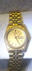 Seiko Quartz Sport Watch Women 7N83-0011 Day Date All Gold New Bat WR Great !!