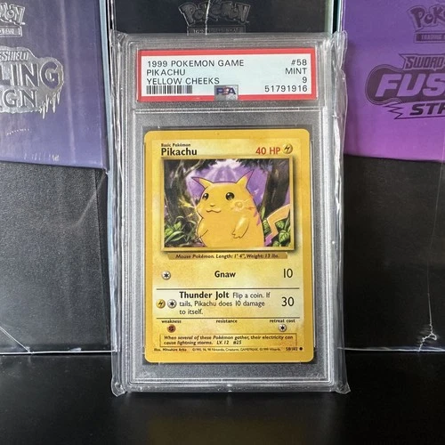 1999 POKEMON GAME PIKACHU YELLOW CHEEKS #58 PSA 9