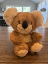 VINTAGE 1984 Dakin Brown Koala Plush Animal 10" Sitting White Fluffy Ears Toy
