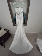 Strapless Mikado Fit  Flare Wedding Gown Ivory Size 14 Never Worn