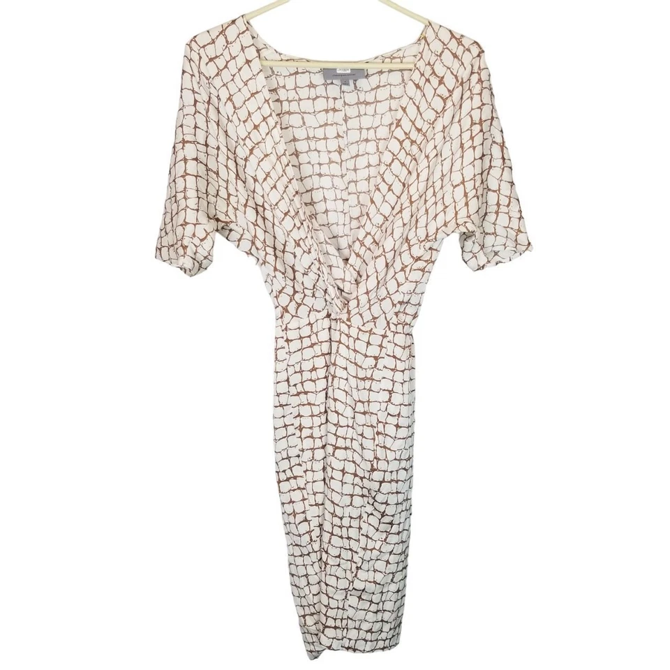 Classiques Entier Silk Dress Faux Wrap Dress Knee Length Dress Women 4 Ivory  - Image 2 of 4