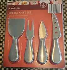 Crofton Cheese Knife Set/4 Pieces Stainless Steel Blade - New In Sealed Package