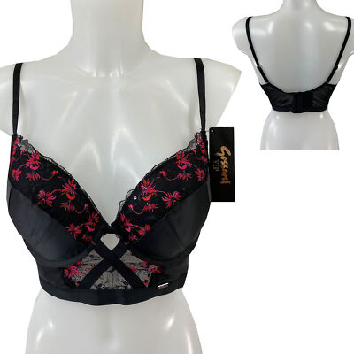 GOSSARD VIP SATINE Damen BH Longline-BH mit Bügel Gr. 80C Schwarz NEU