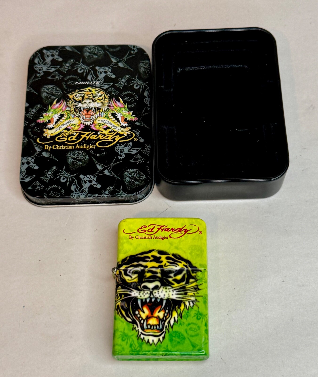 Flip Top Refillable Nulite Tiger Collectible Christian Audigier