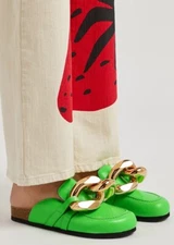 JW ANDERSON Chain Leather Mule In Green Size -8