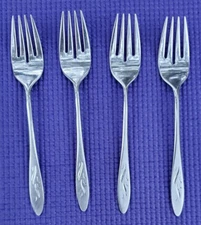 4-Oneida EMBER GLOW Oneidacraft Deluxe Stainless SALAD FORKS 6 1/4"