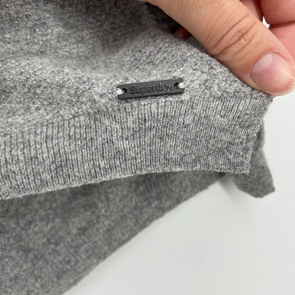 SUPERDRY Gray Cashmere Blend Knit Cardigan Sweater Size XS - Image 4 of 4