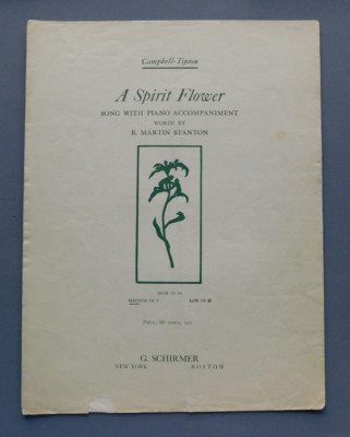 A Spirit Flower - 1908 sheet music, Medium in E - Vocal with Piano accomp