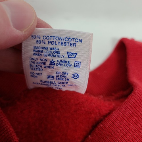 Sudadera Pullover JERZEES Roja en Blanco Vintage Años 80 90 Cuello Redondo XL EE. UU. Hecha en Excelente Condición - Imagen 6 de 6