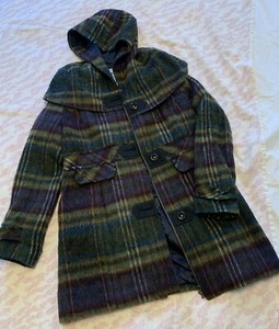 hooded plaid coat